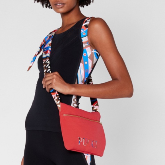 HOST PIC EMILIO PUCCI VIVARA PRINT LOGO CROSSBODY HANDBAG W/60” REMOVABLE SCARF - Picture 4 of 11